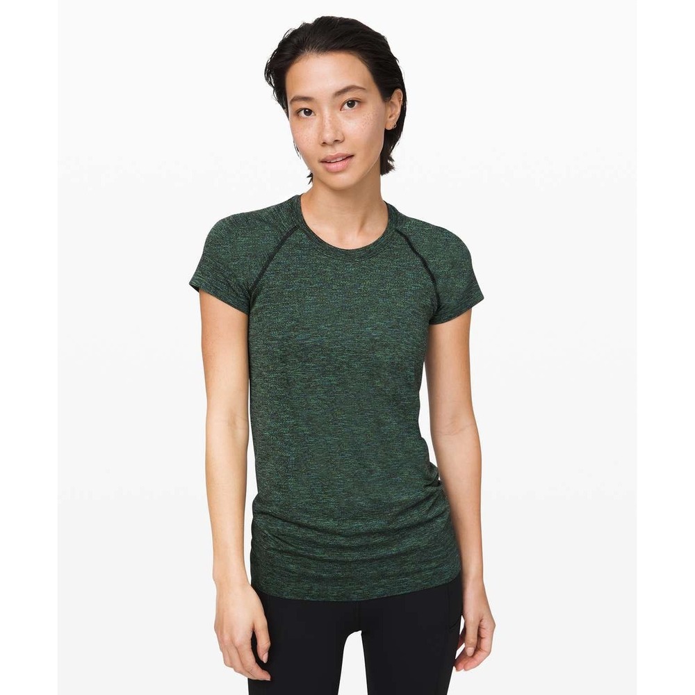 Lululemon Swiftly Tech Short Sleeve Crew Women 2 Green Heathered Running Tee